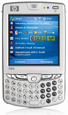 Hewlett-Packard iPAQ hw6915 Mobile Messenger / hw6925 / hw6945 / hw6965 / HSTNH-H06C-WL  (HTC Sable) Detailed Tech Specs