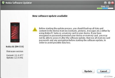 Nokia X6 Firmware Update v12.0.091 image image