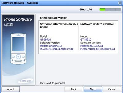 Samsung GT-i8910 Firmware Update I8910XXJB1 datasheet