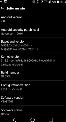 LG G5 VS987 Android 7.0 Nougat OTA System Update 26B