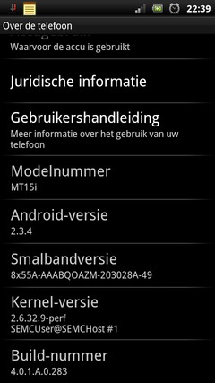 Sony Ericsson XPERIA Neo Android 2.3.4 OTA System Update 4.0.1.A.0.283